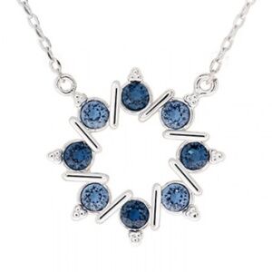 Dainty Wreath Pendant Necklace with Montana and Indian Sapphire Crystals